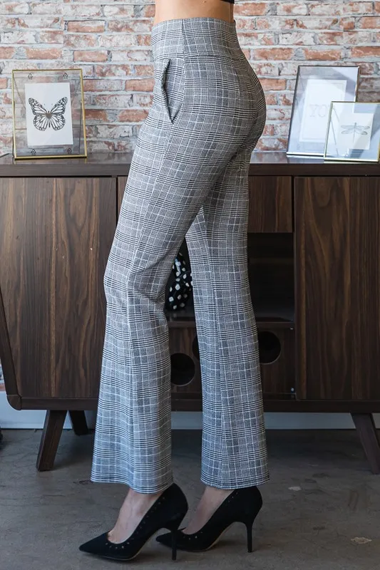 Full Size Plaid Flare Pants with Wide Waist Band Plus Size, image 4