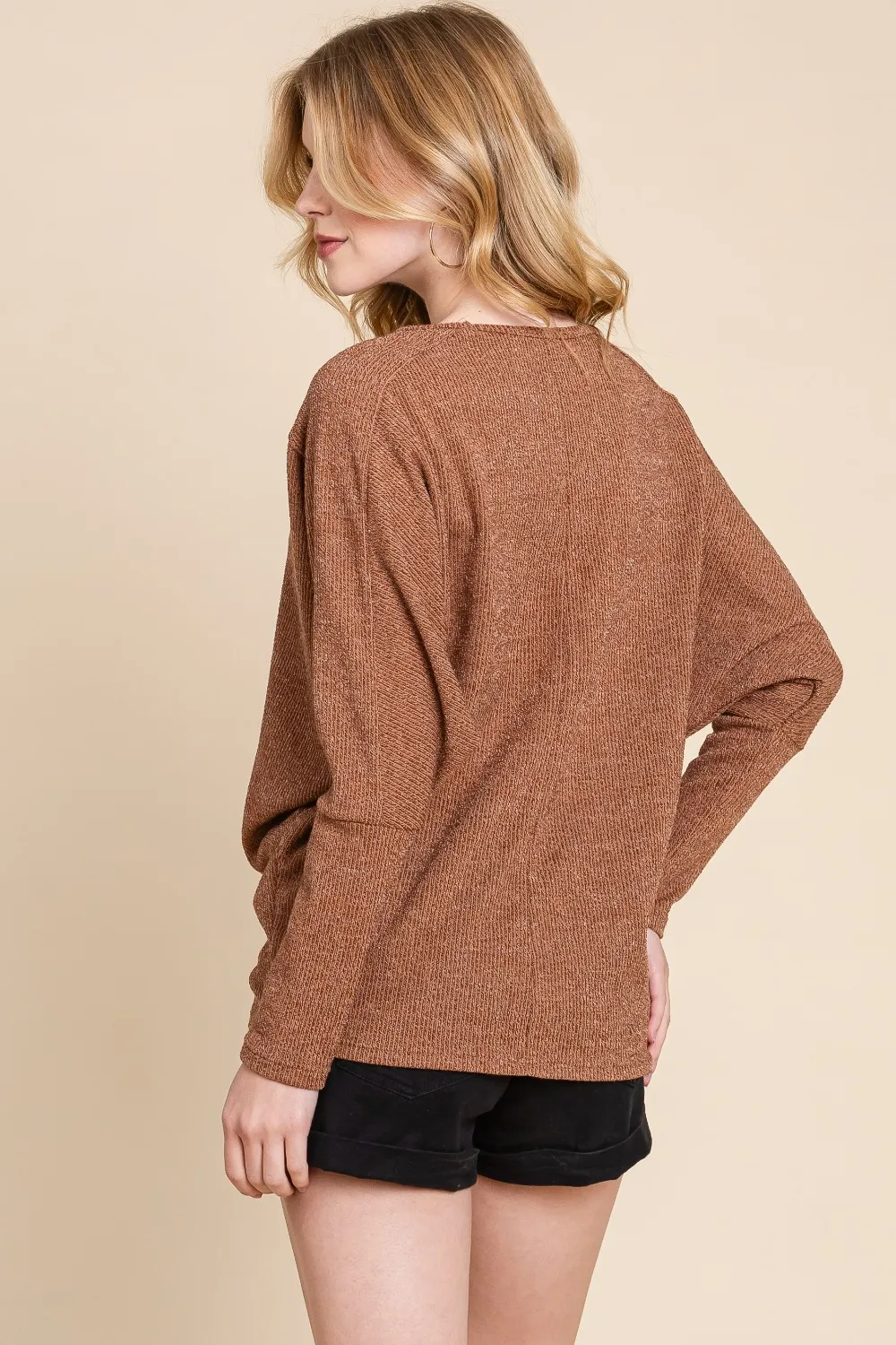 Drop Shoulder Long Sleeve Knit Top, image 2