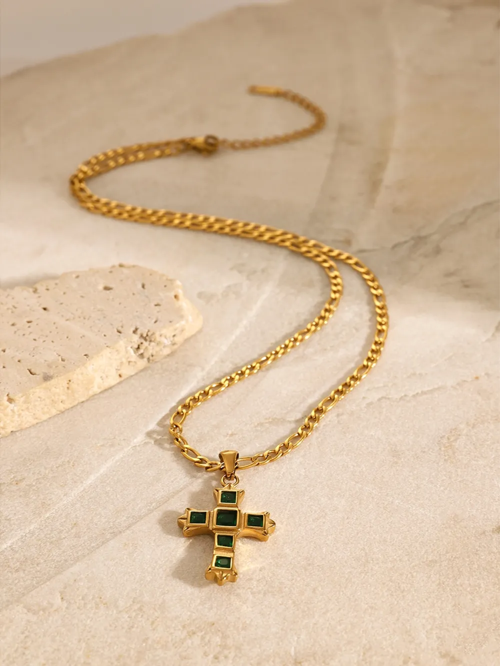Stainless Steel Zircon Cross Pendant Necklace, image 11