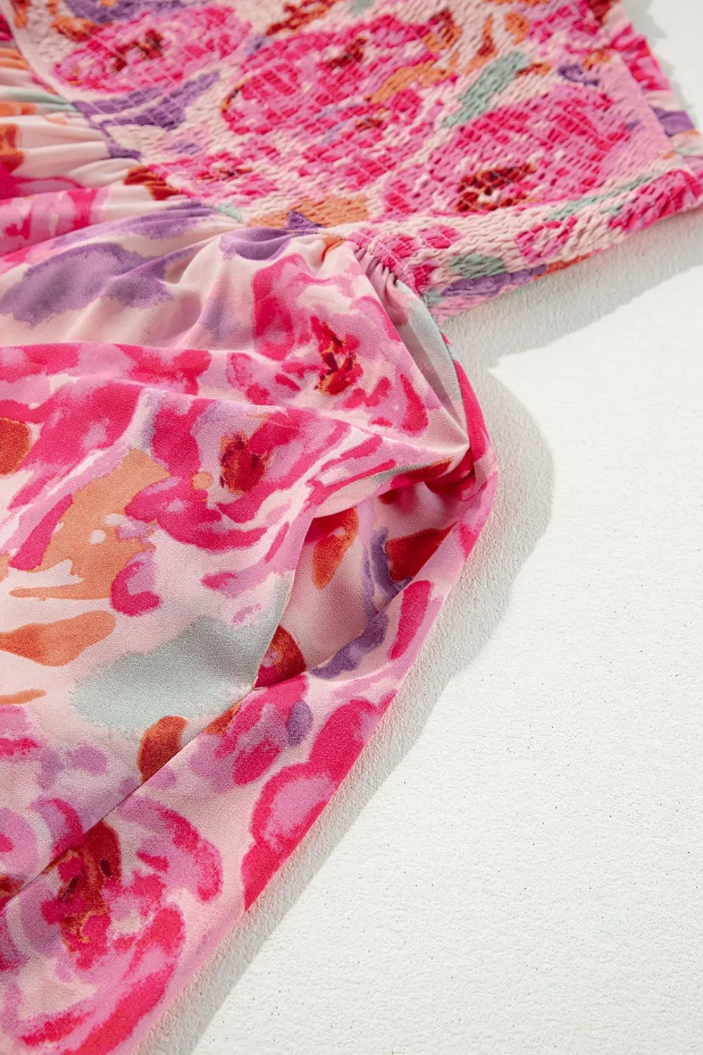 Floral Print Shirred One Shoulder Maxi Dress, image 7
