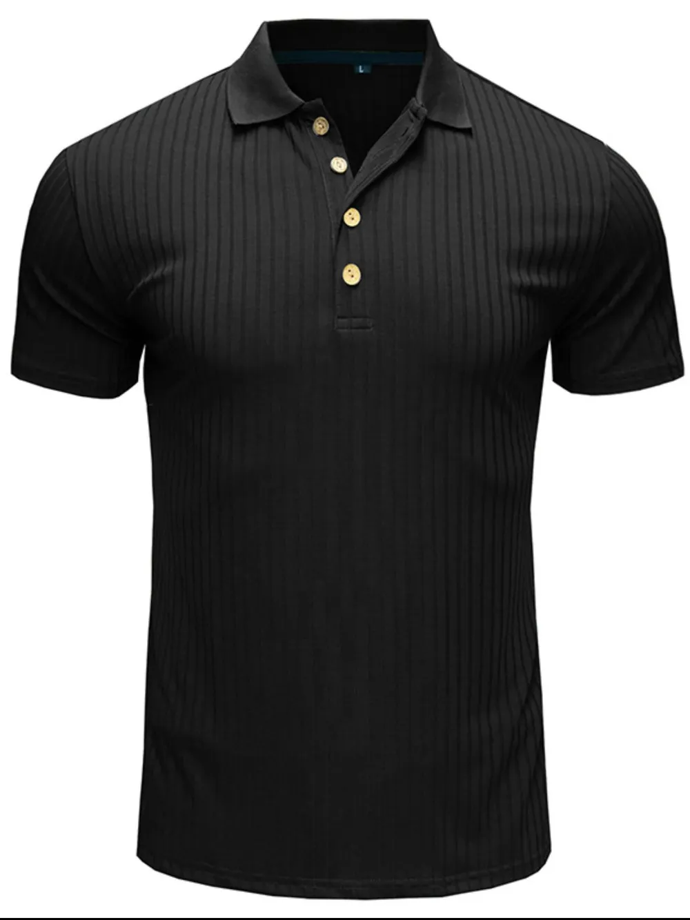 Men's Ribbed Knit Slim Fit Polo Shirt, image 2