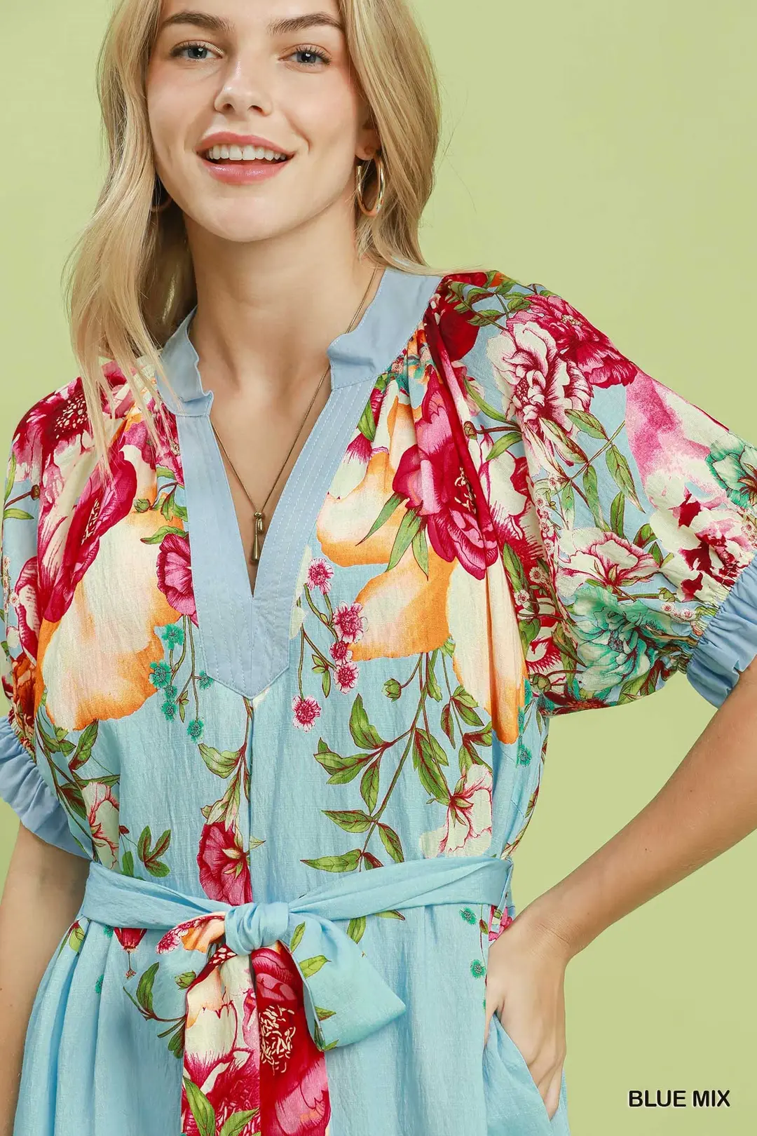 Mix Floral Border Print Midi Dress, image 6