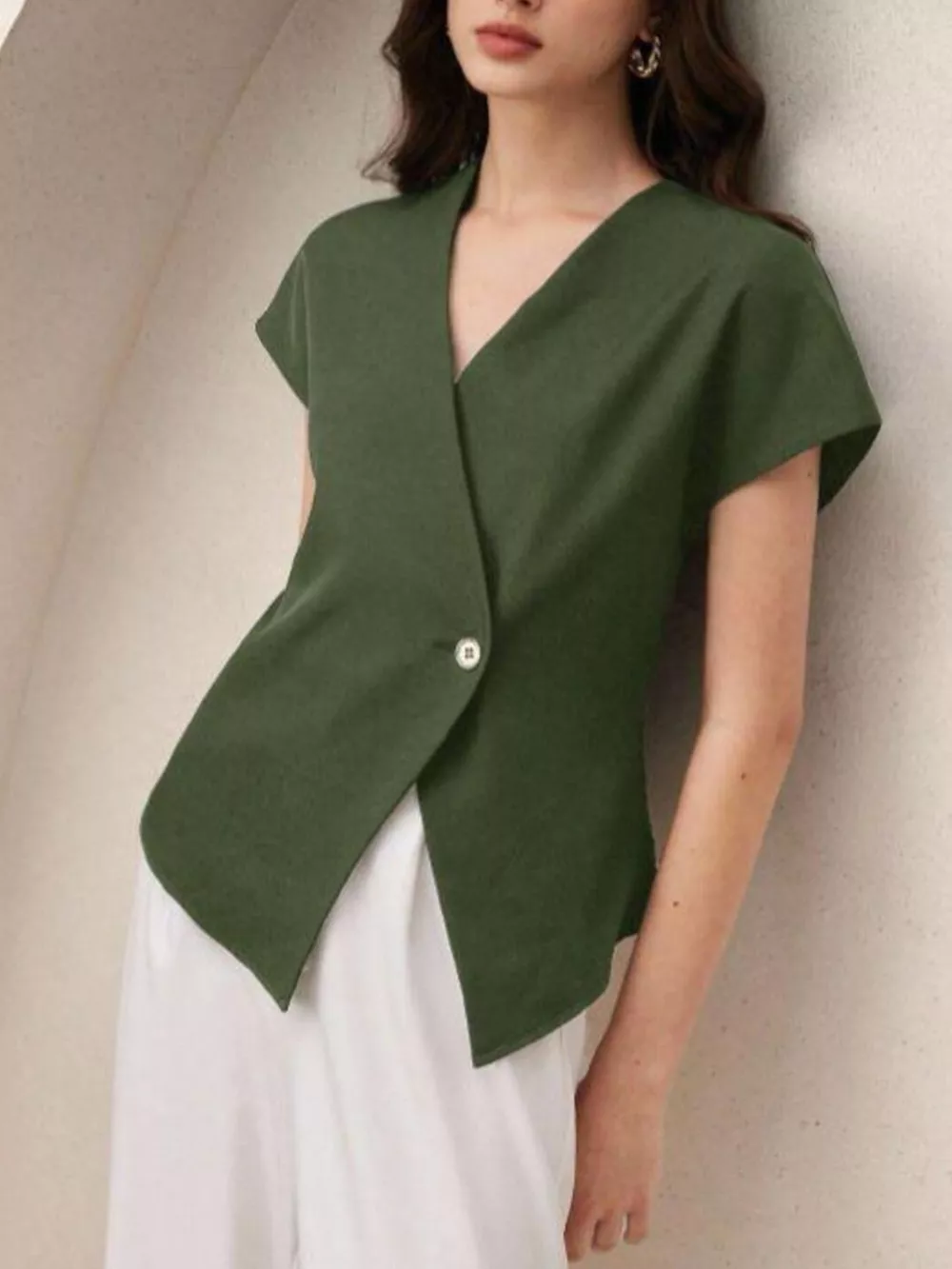 Wrap-Front One Button Shirt, image 4