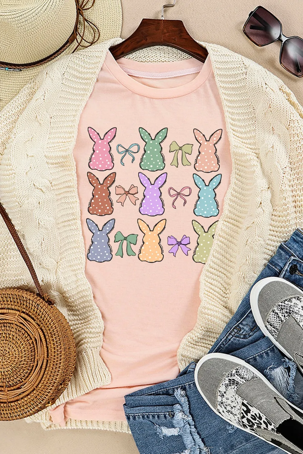 Dotty Bunny Bow Graphic Short Sleeve T-Shirt, image 5