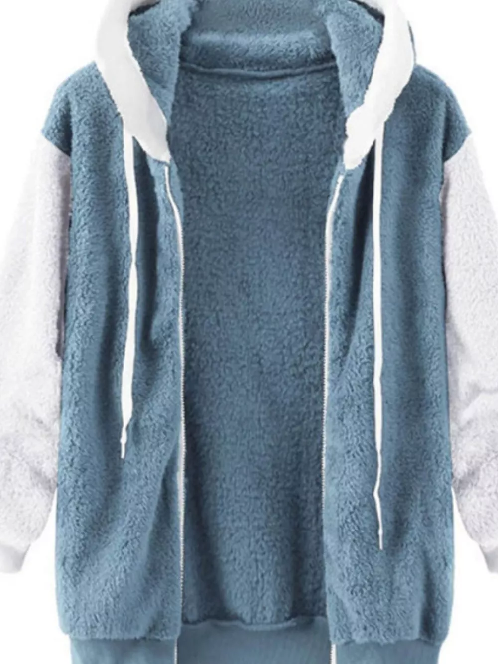 Full Size Fleece Zip-Up Hooded Outerwear Plus Size, image 3