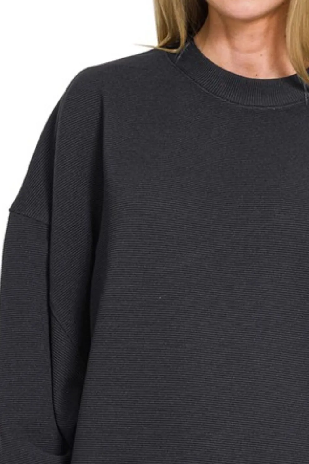 Ribbed Balloon Sleeve Sweatshirt, image 3