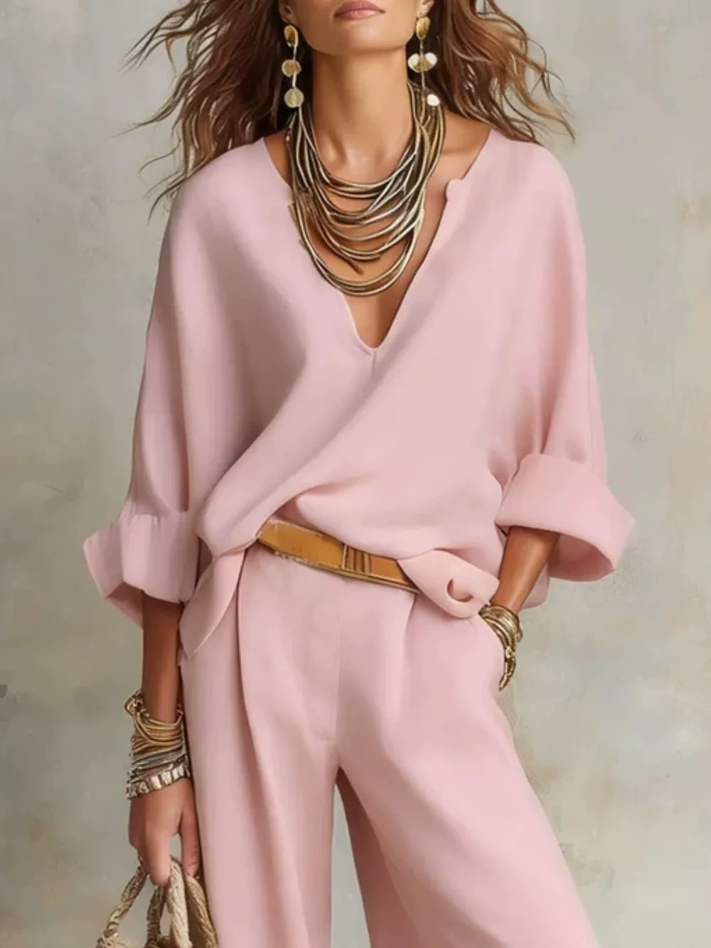 Full Size Loose Fit Top and Wide-Leg Pants Set Plus Size, image 10