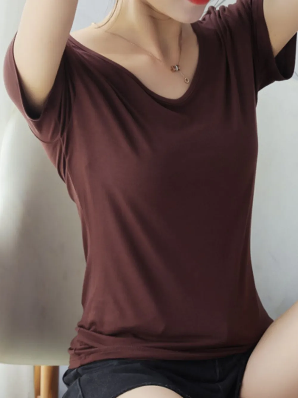 V-Neck Short Sleeve T-Shirt, image 17