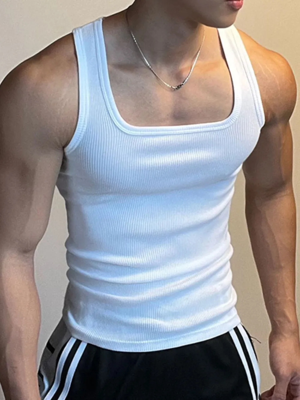 Men's Square Neck Wide Strap Tank, image 5
