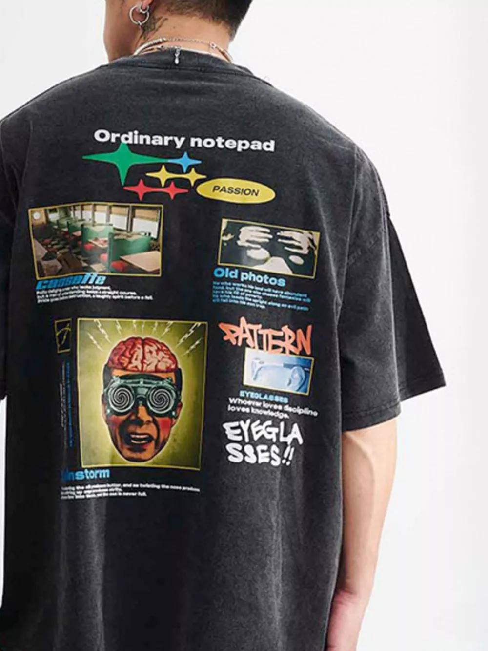 Men's Vintage Graphic Oversized Washed T-Shirt, image 2