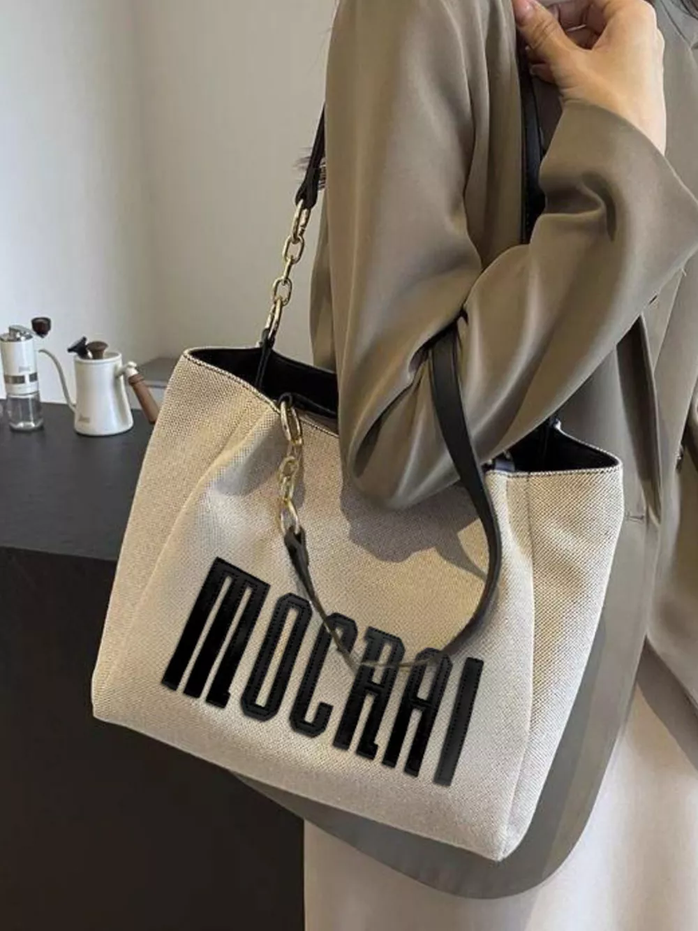 Letter Canvas Shoulder Bag