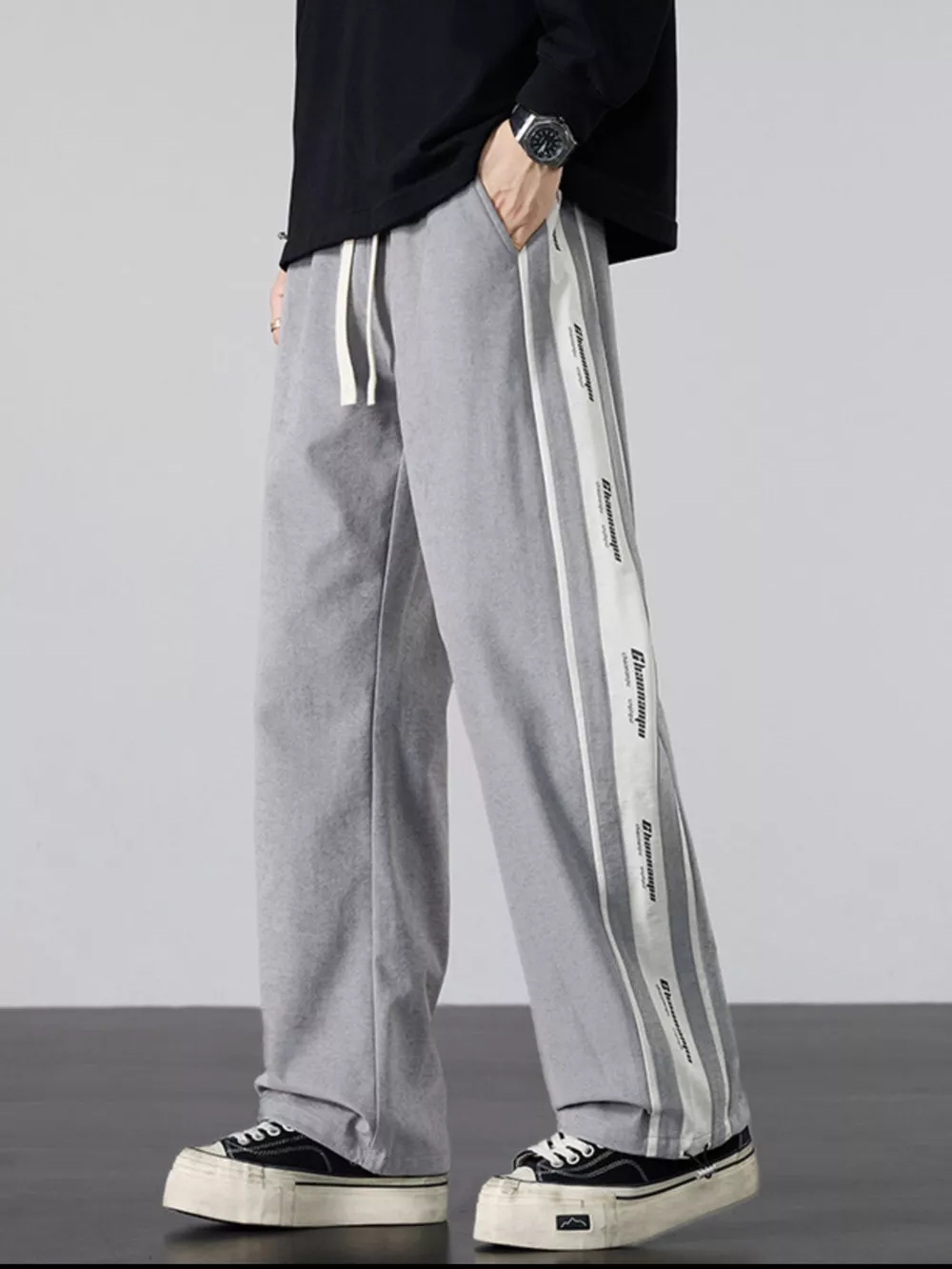 Men's Plus Size Striped Side Loose Fit Casual Pants, image 7