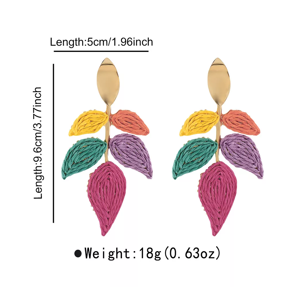 Rattan Woven Leaf Dangle Earrings, image 10