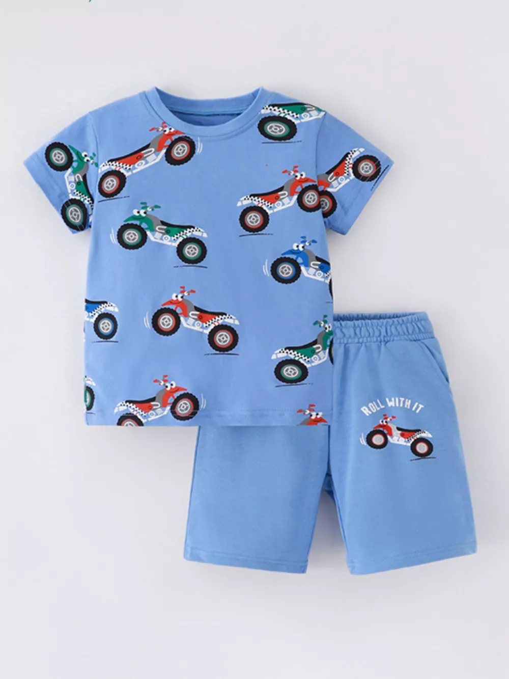 Children's Cartoon ATV Print Tee and Shorts Set