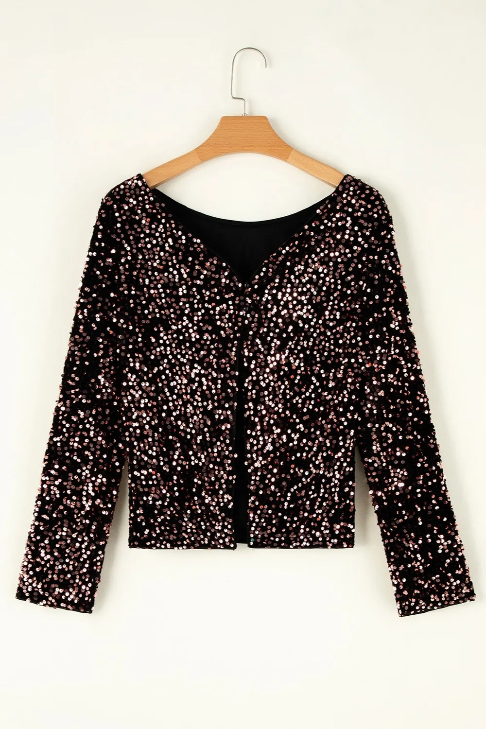 Sequin Round Neck Long Sleeve Blouse, image 9