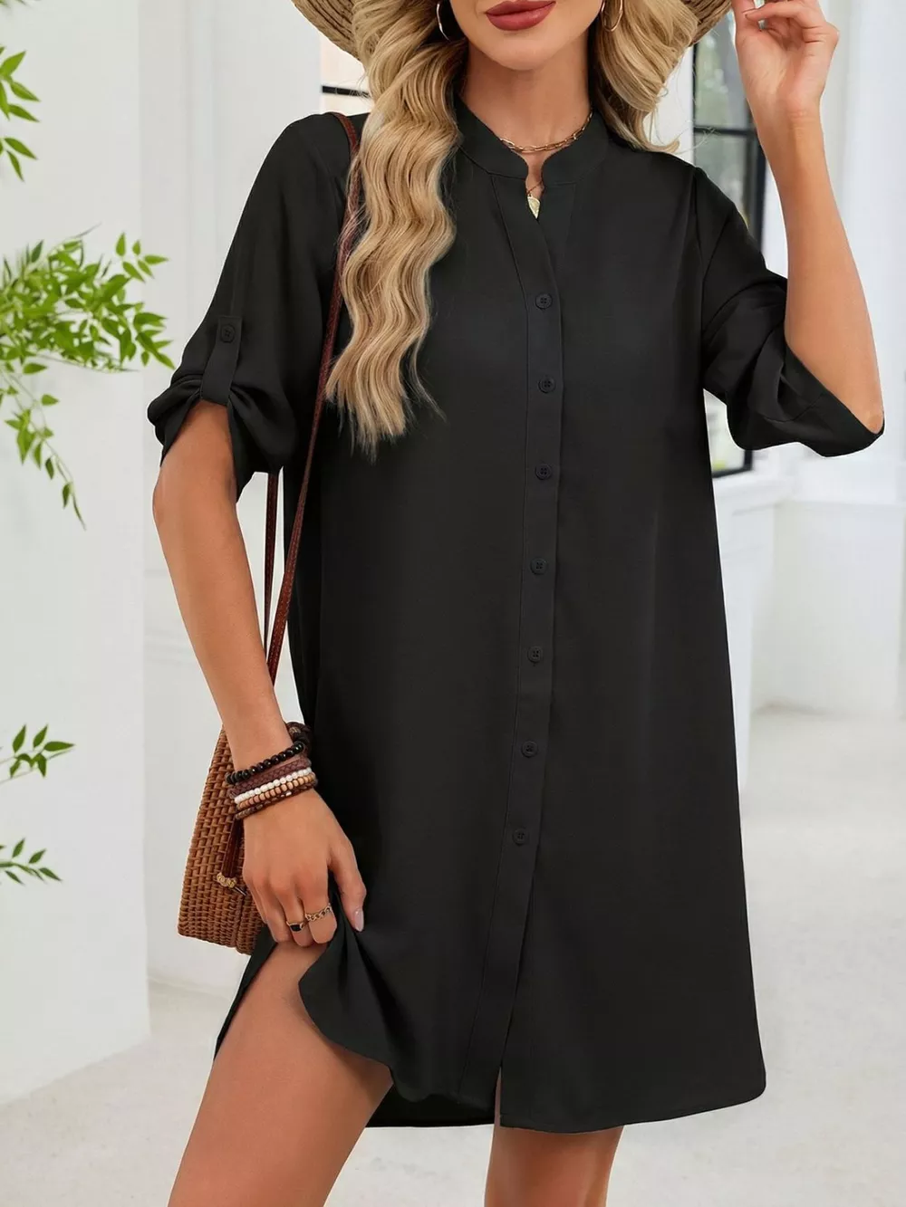 Casual Button-Down Shirt Dress, image 14