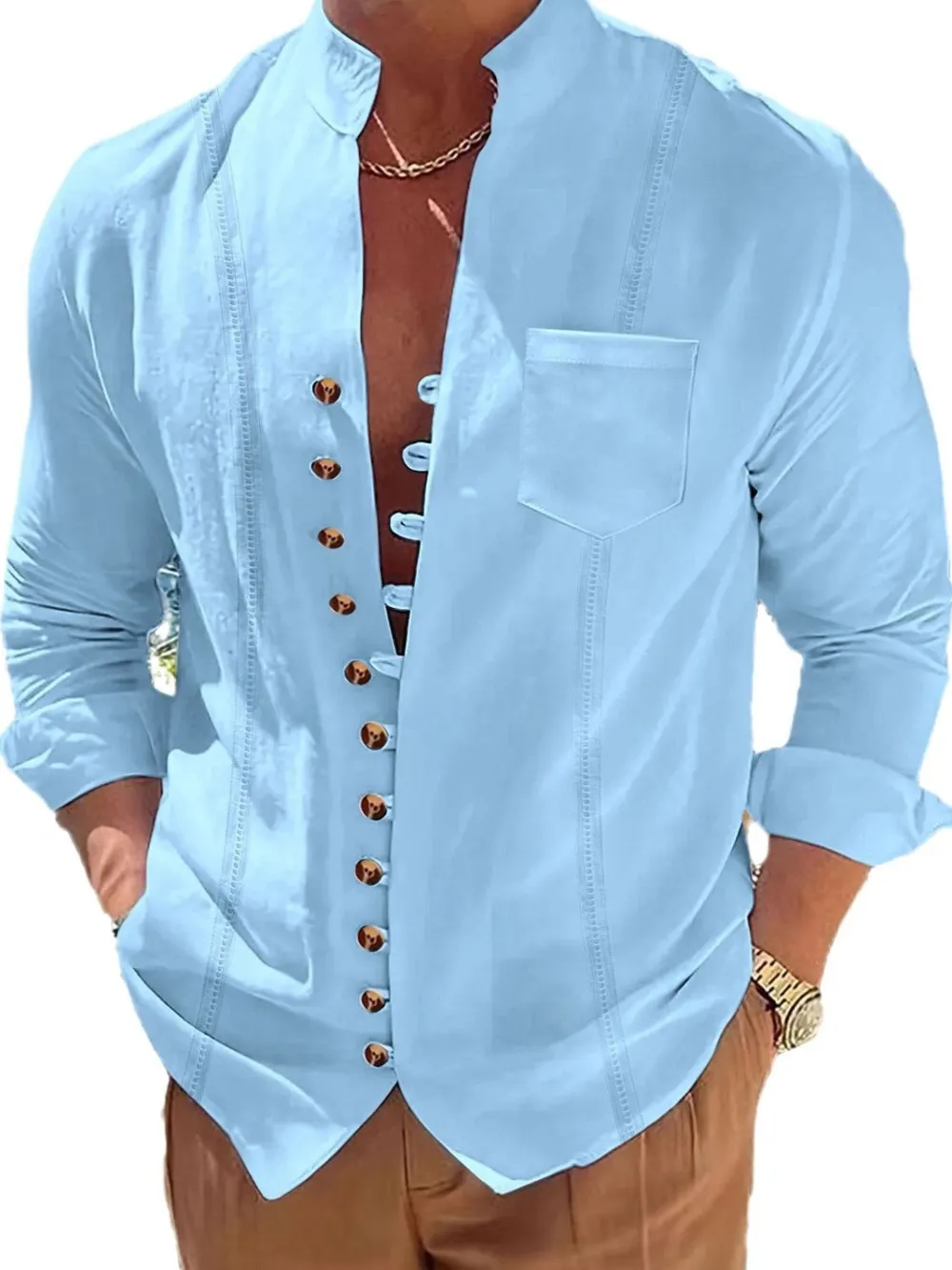 Men's Full Size Button Up Long Sleeve Shirt Plus Size, image 6