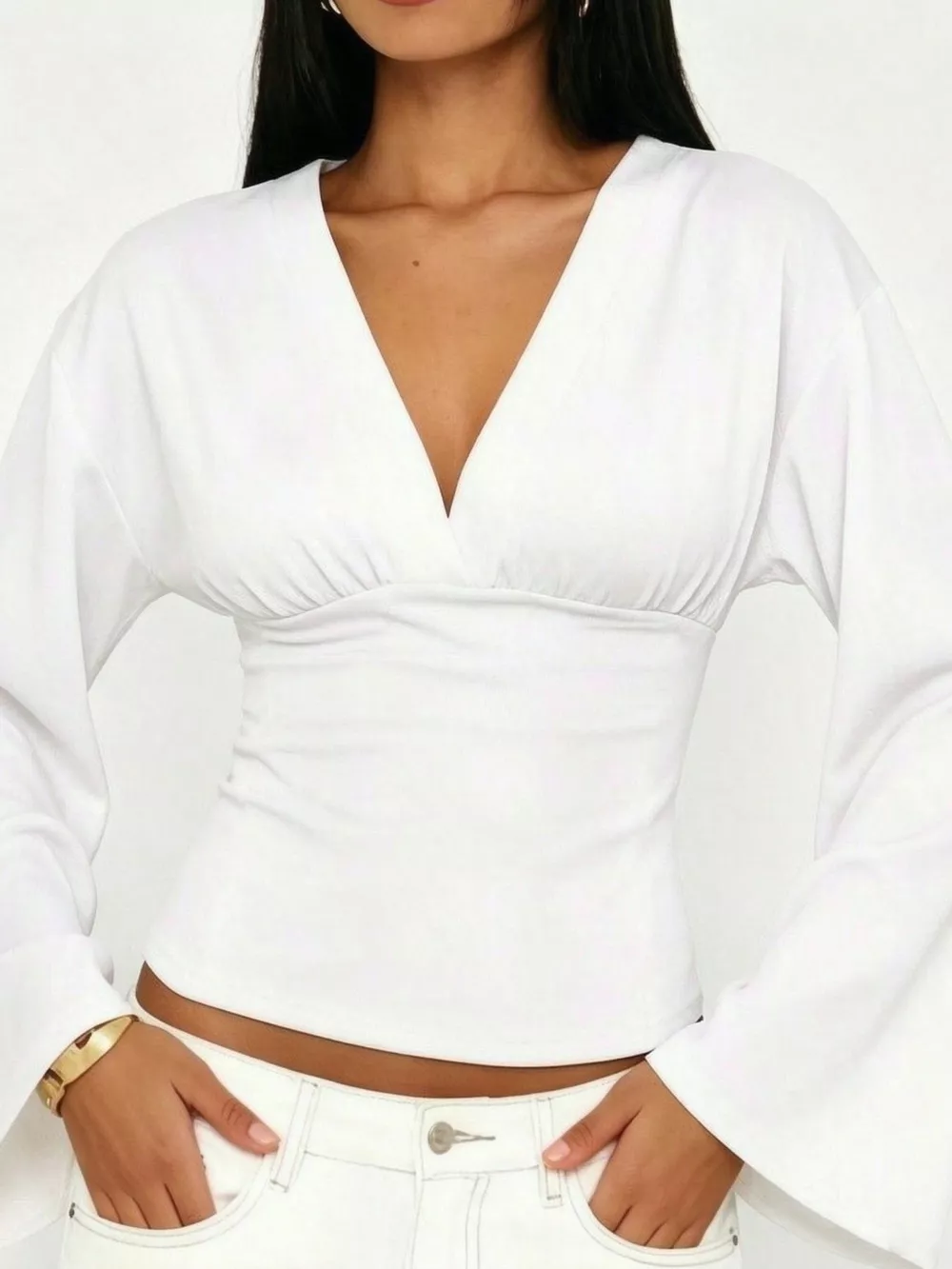 V-Neck Flare Sleeve Blouse, image 15
