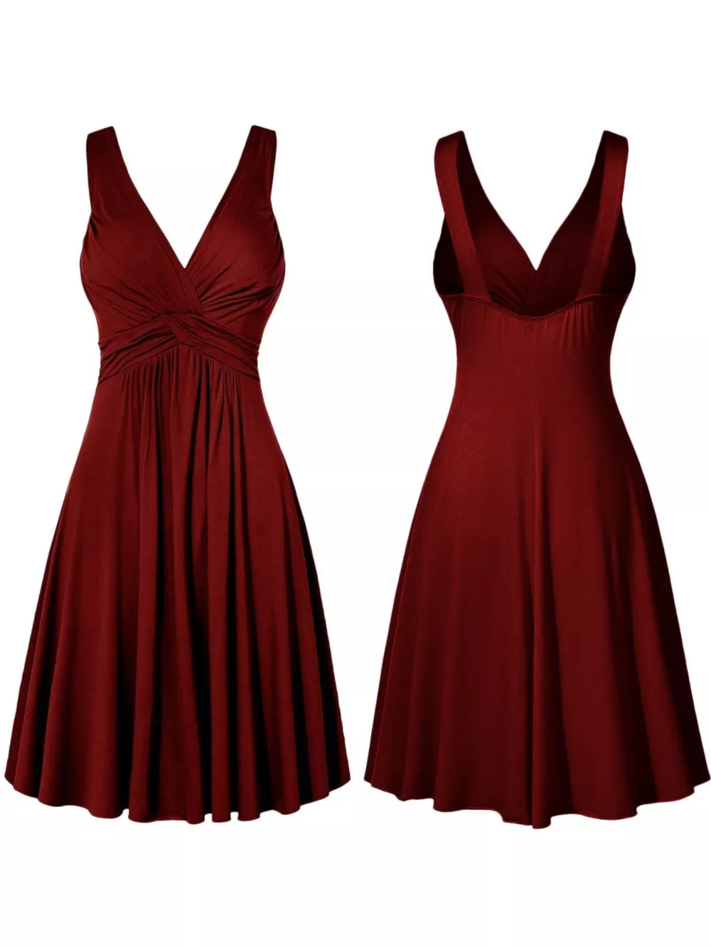 Full Size Twisted Sleeveless Ruched Waist A-Line Dress Plus Size, image 5