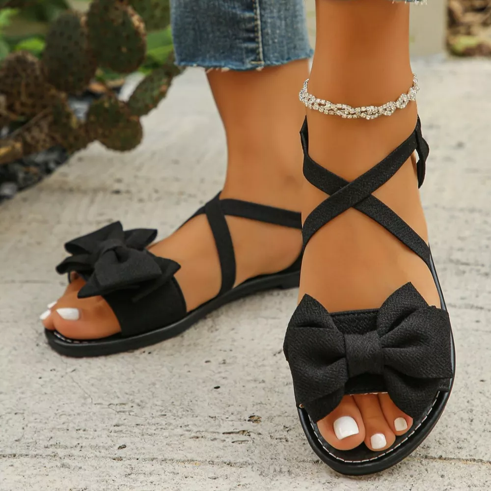 Bow-Decor Crisscross Ankle Strap Sandals, image 17