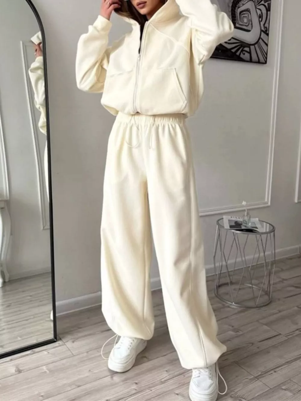 Fleece Zip-Up Hoodie and Joggers Set, image 9