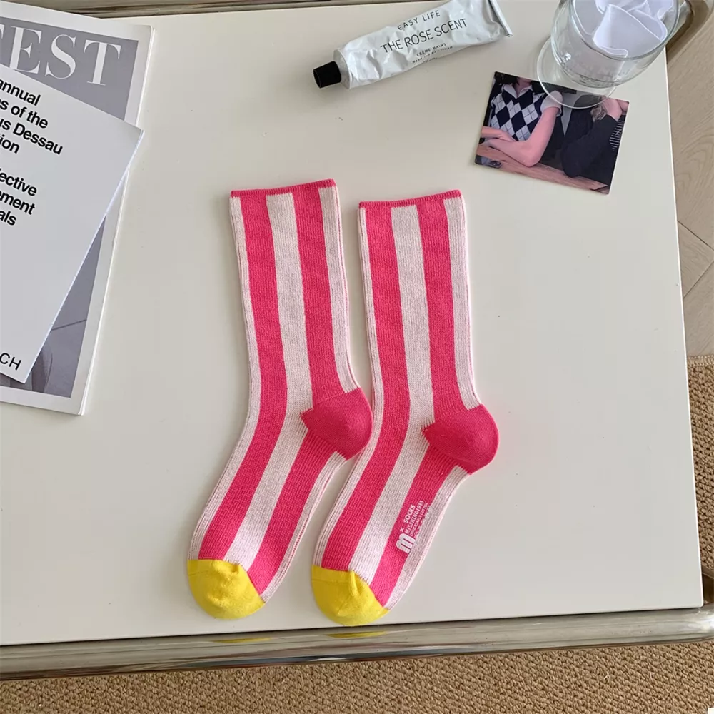 Contrast Striped Crew Socks, image 9