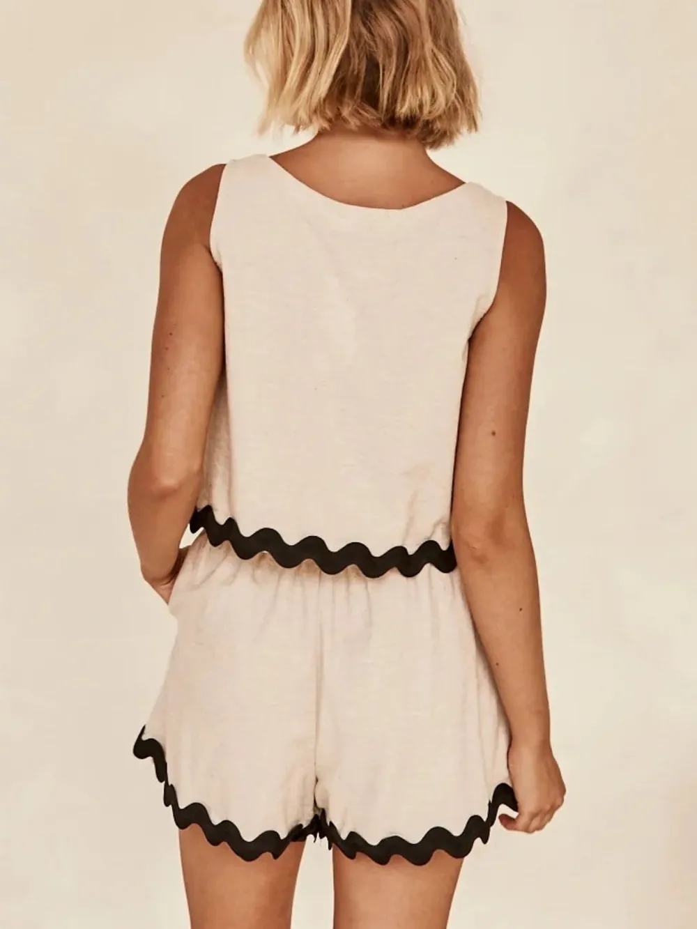 Contrast Trim Round Neck Tank and Shots Set, image 6