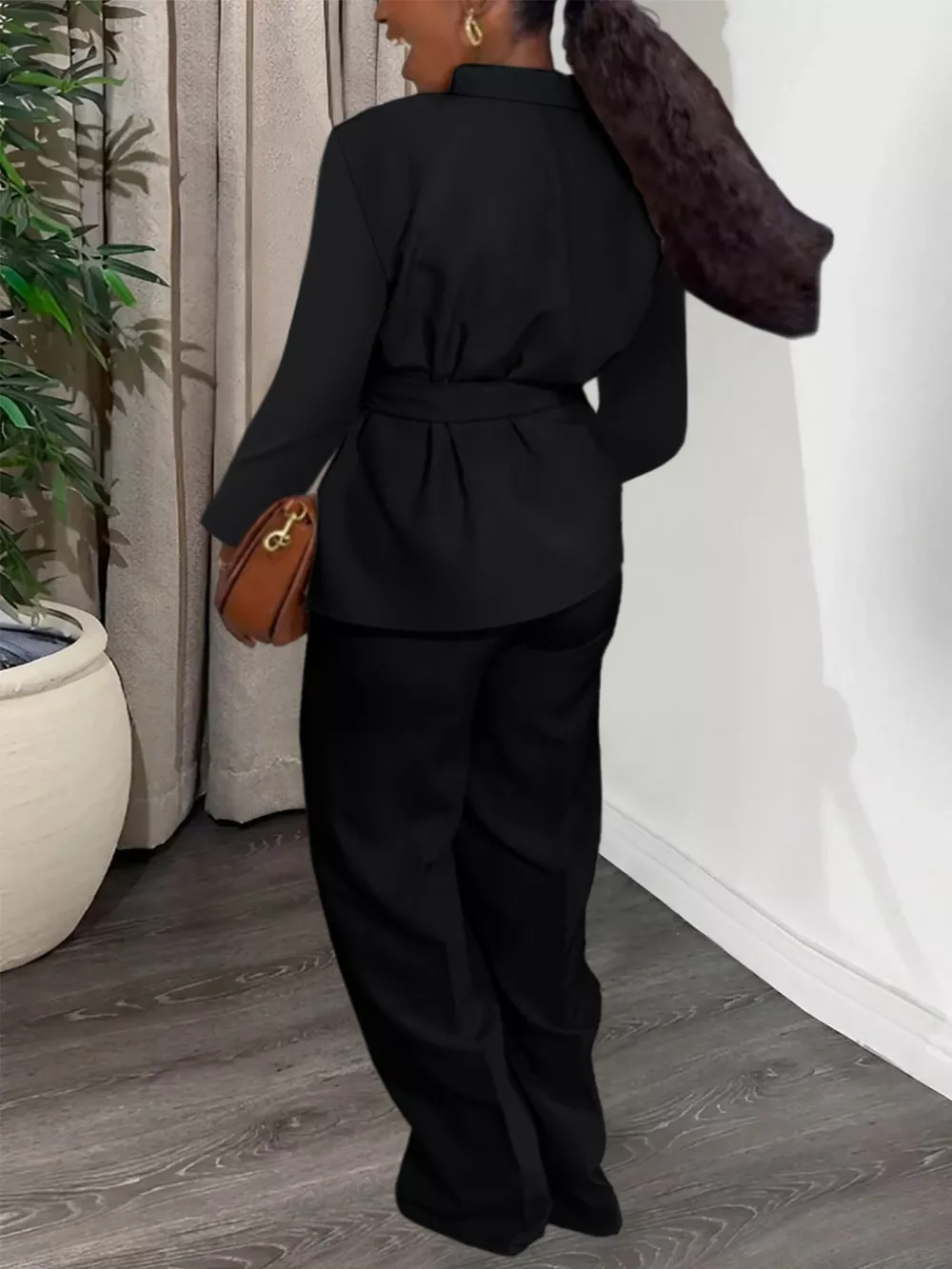 Tie-Waist Long Sleeve Top and Pants Set, image 7