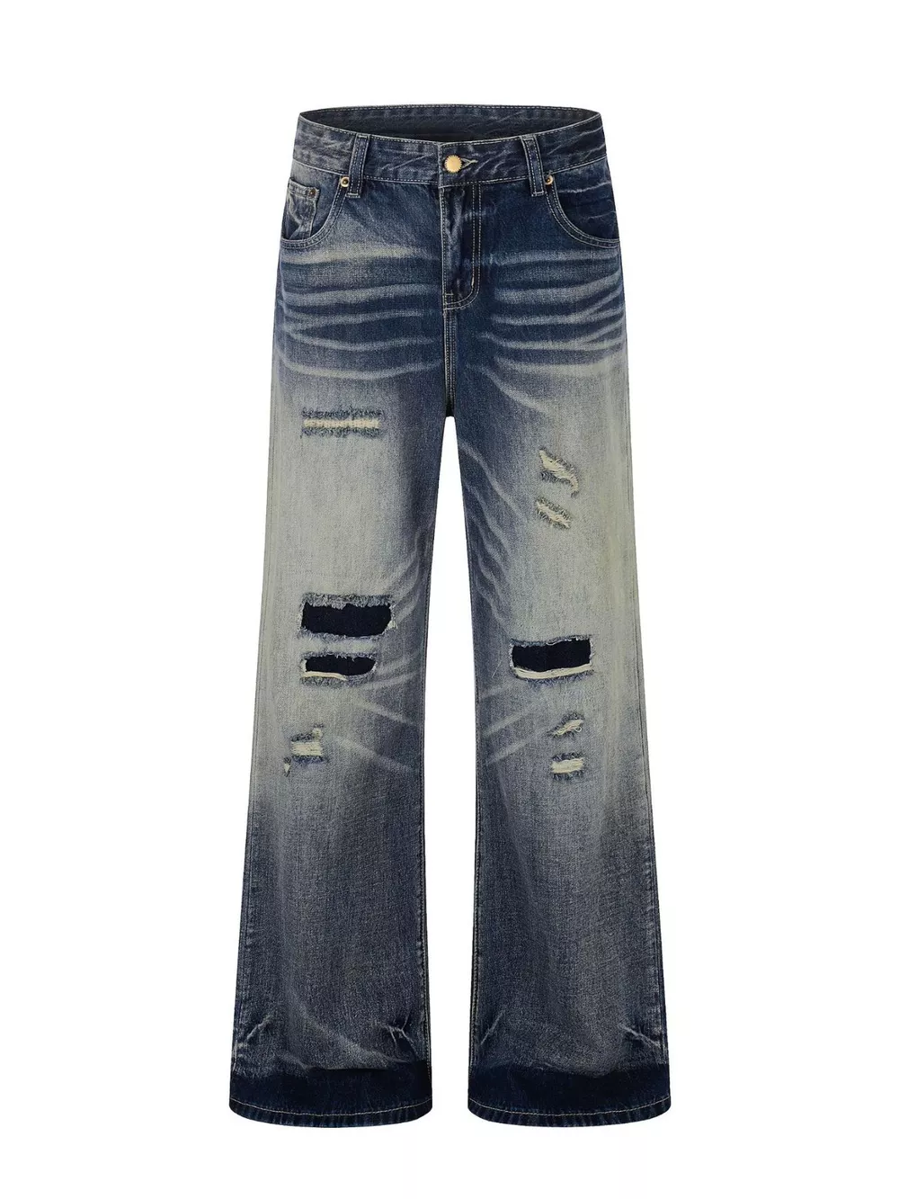 Men's Full Size Distressed Wide-Leg Bootcut Jeans Plus Size