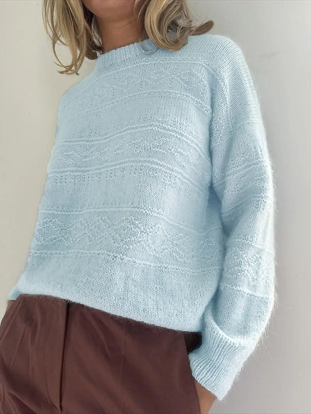 Round Neck Long Sleeve Sweater, image 2