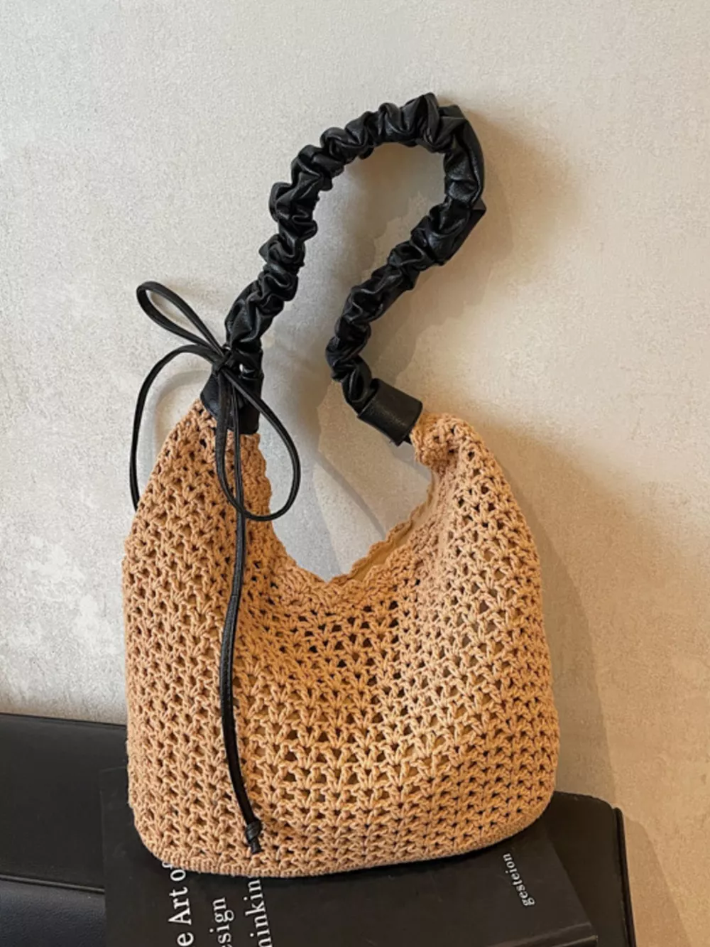 Crochet Shoulder Bag with Ruched Handle, image 3