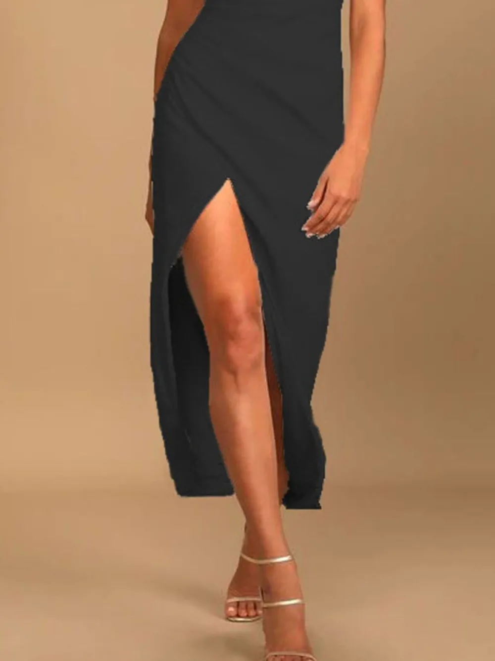 Split Asymmetrical Neck Midi Dress, image 10