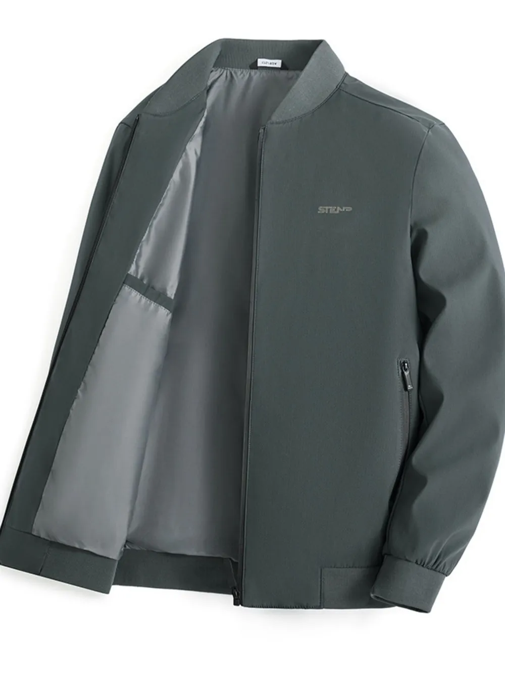 Men's Plus Size Zip-Up Bomber Jacket with Pockets