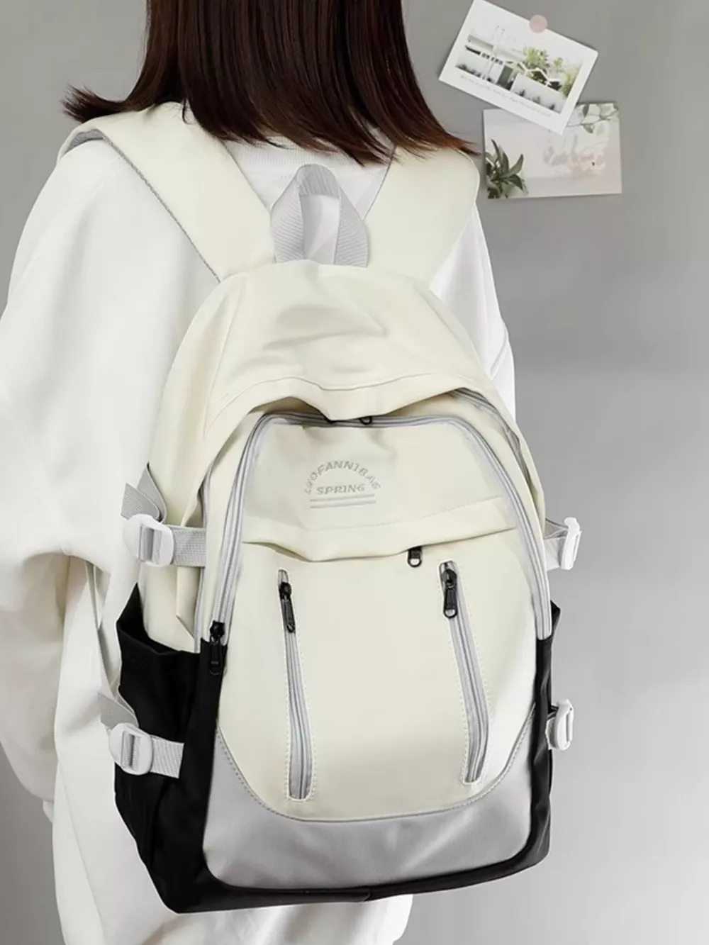 Color Block Lightweight Backpack Bag, image 4