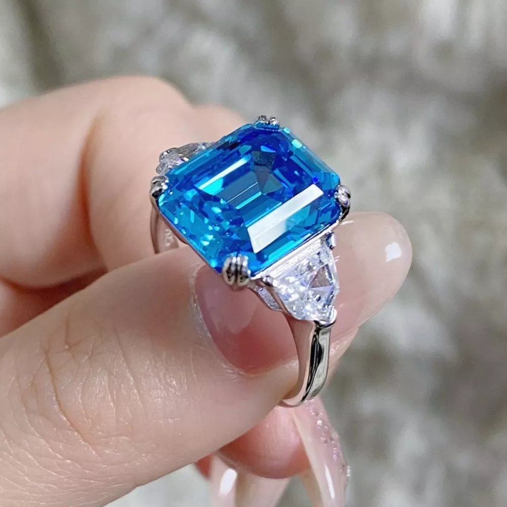 925 Sterling Silver Zircon Square Ring, image 4