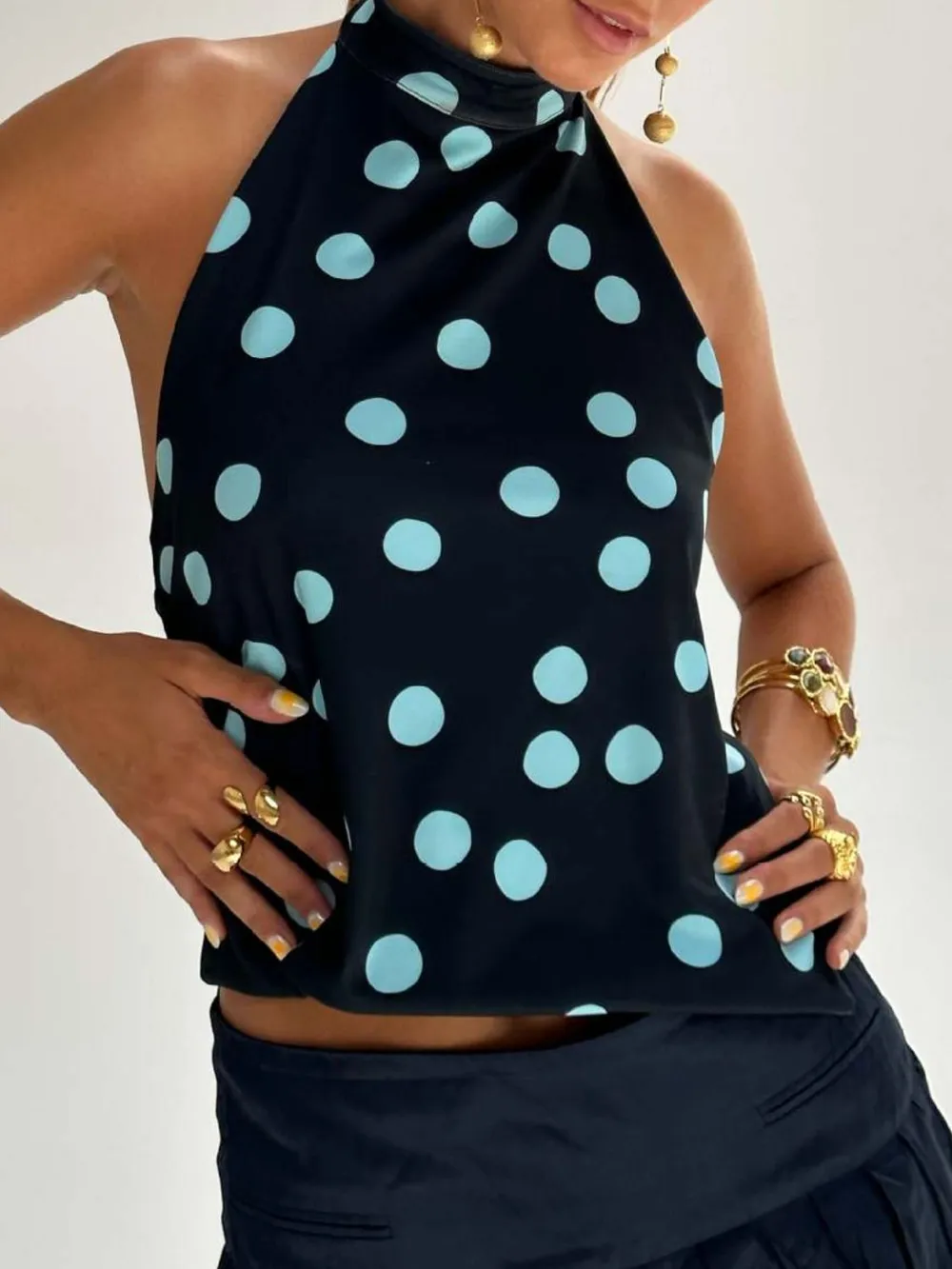 Backless Printed Halter Neck Tank, image 19