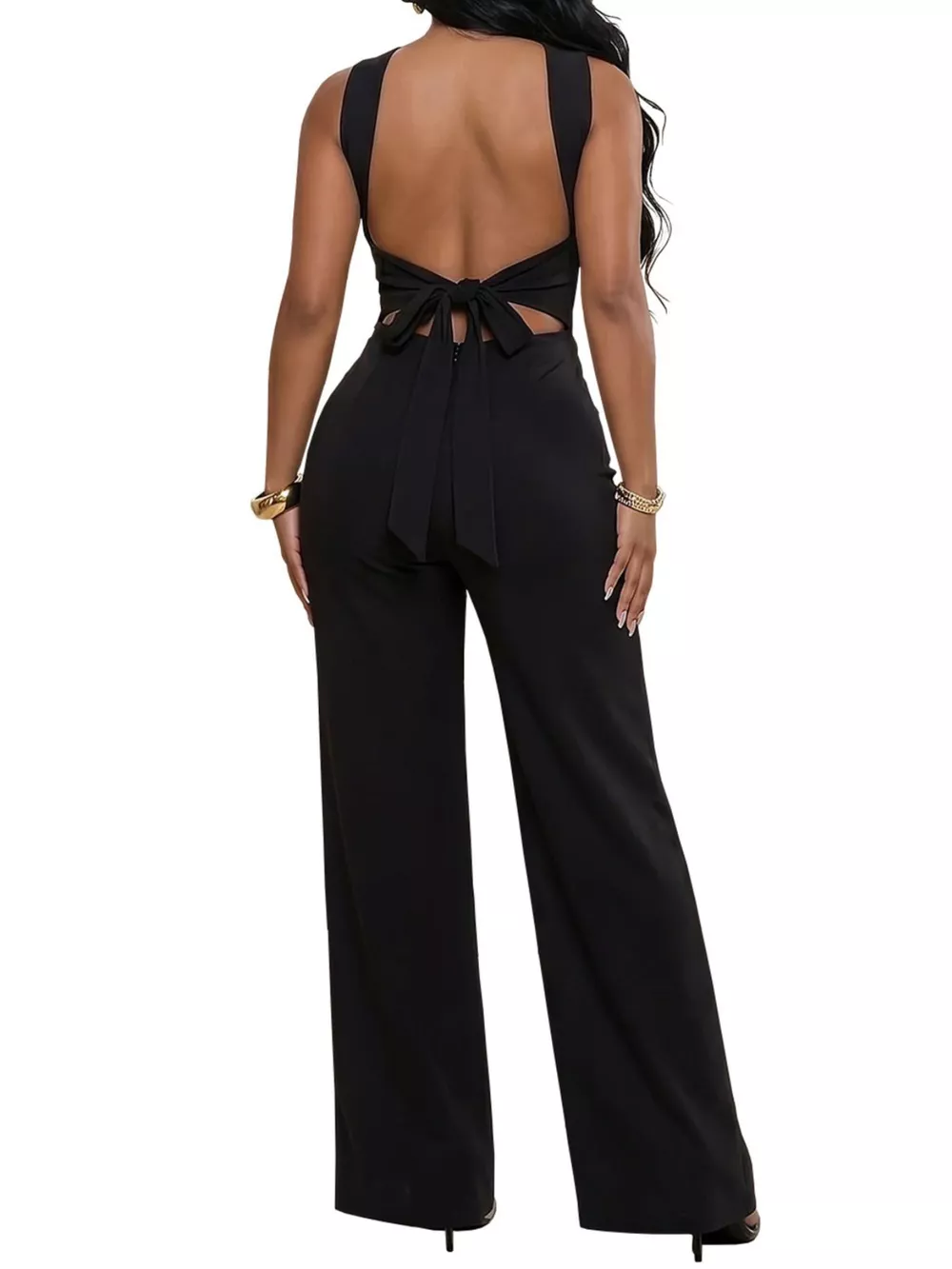 Backless Twist Top and Wide-Leg Pants Set, image 8