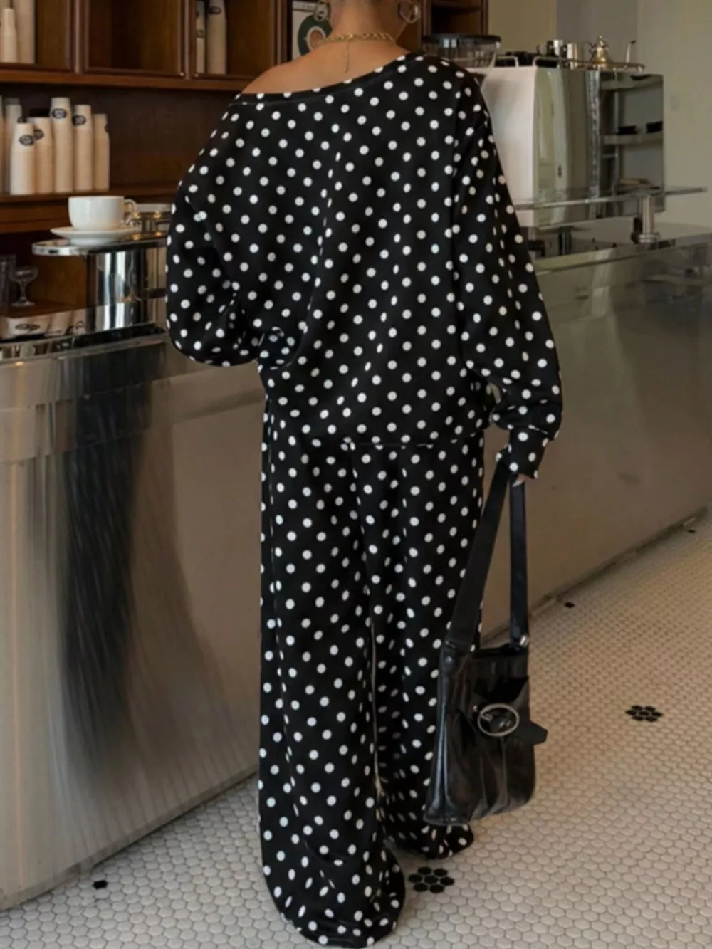 Polka Dot Long Sleeve Top and Pants Set, image 8