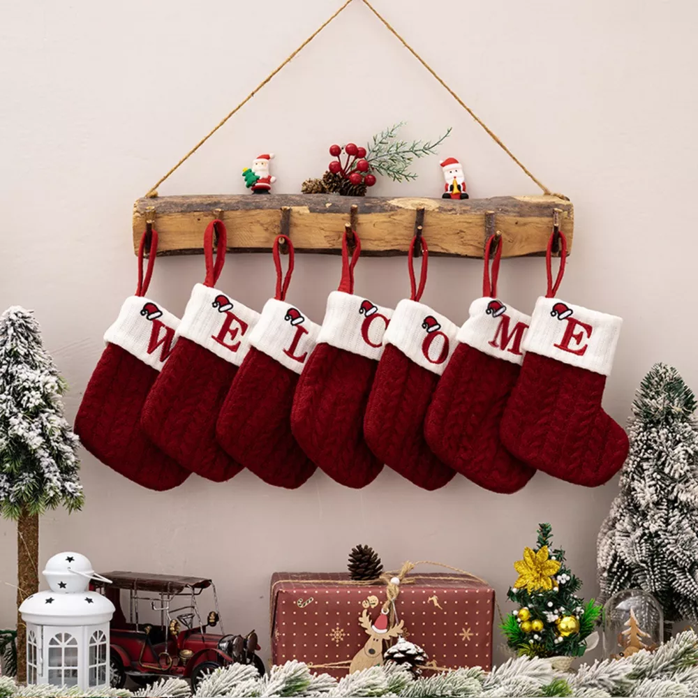 Cable-Knit Contrast Christmas Stockings, image 3