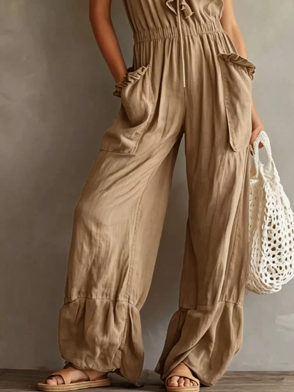 Ruffled V-Neck Wide Leg Jumpsuit, image 20
