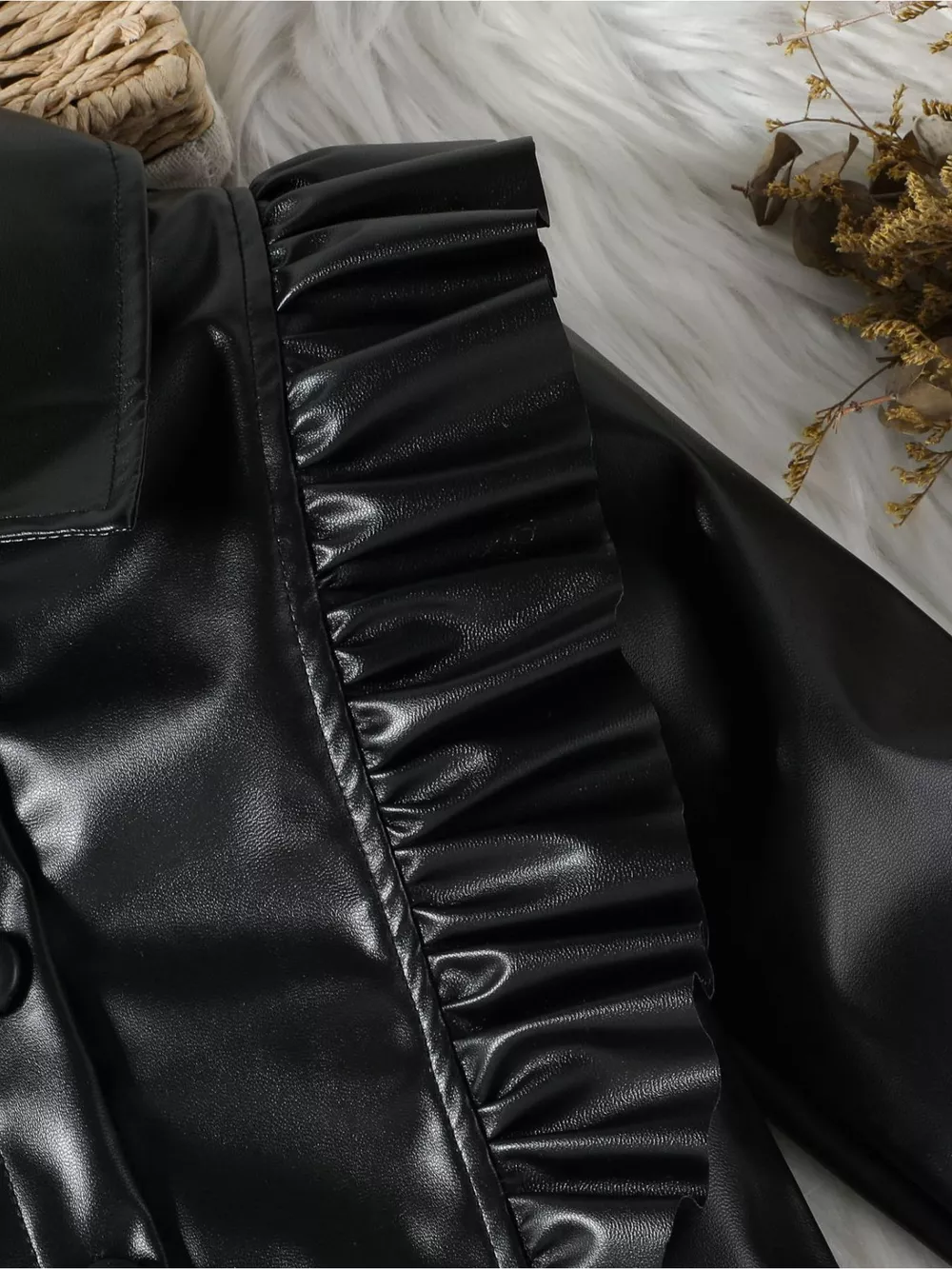 Children's Ruffled Faux Leather Top and Skirt Set, image 15