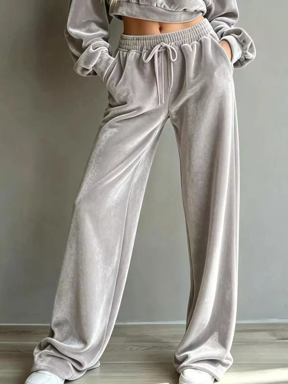 Full Size Cropped Sweatshirt and Wide-Leg Pants Set Plus Size, image 7