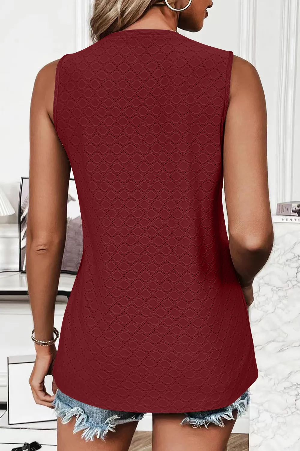 Eyelet Round Neck Tank, image 23