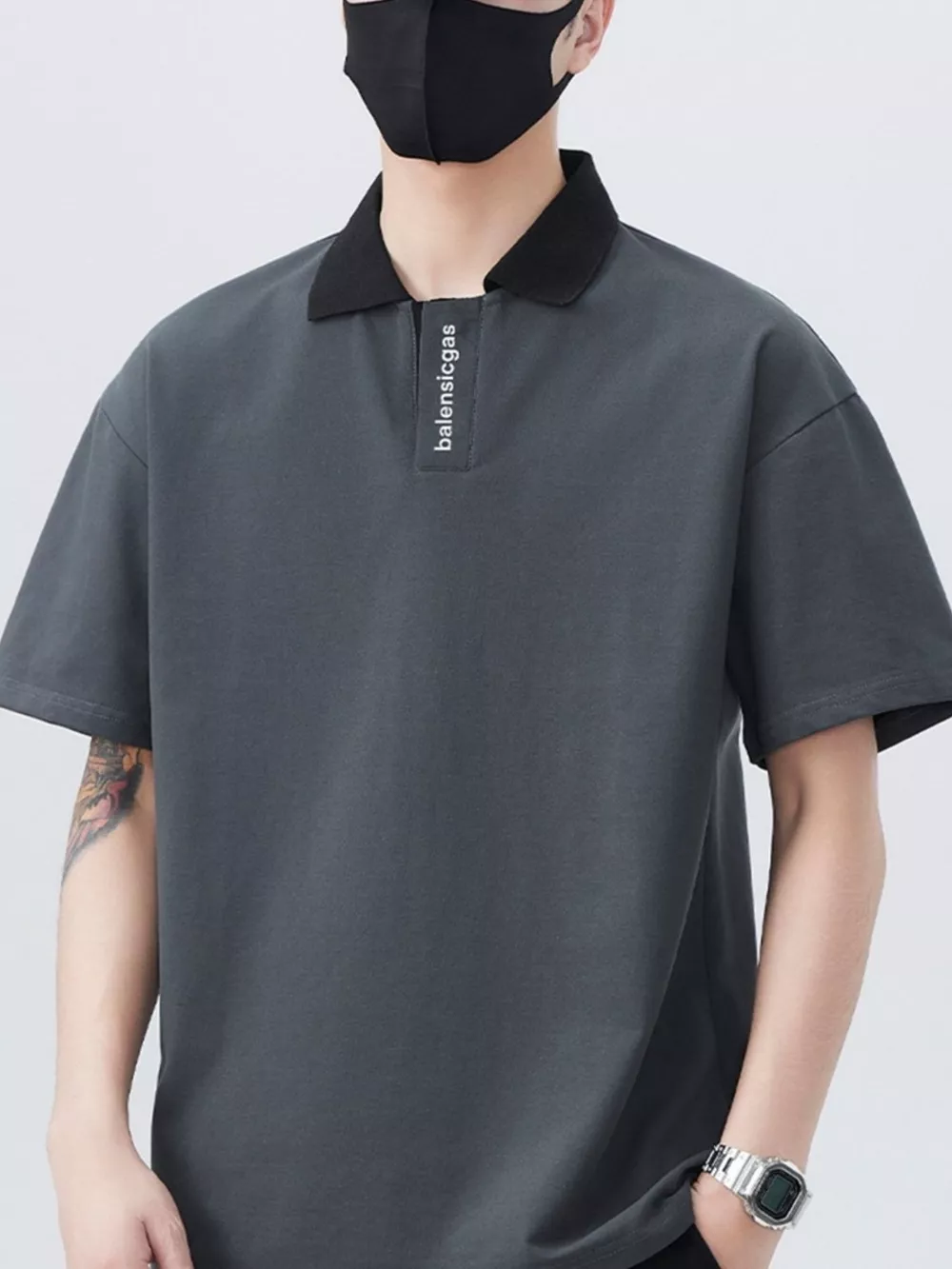 Men's Plus Size Contrast Collar Short Sleeve Polo, image 7