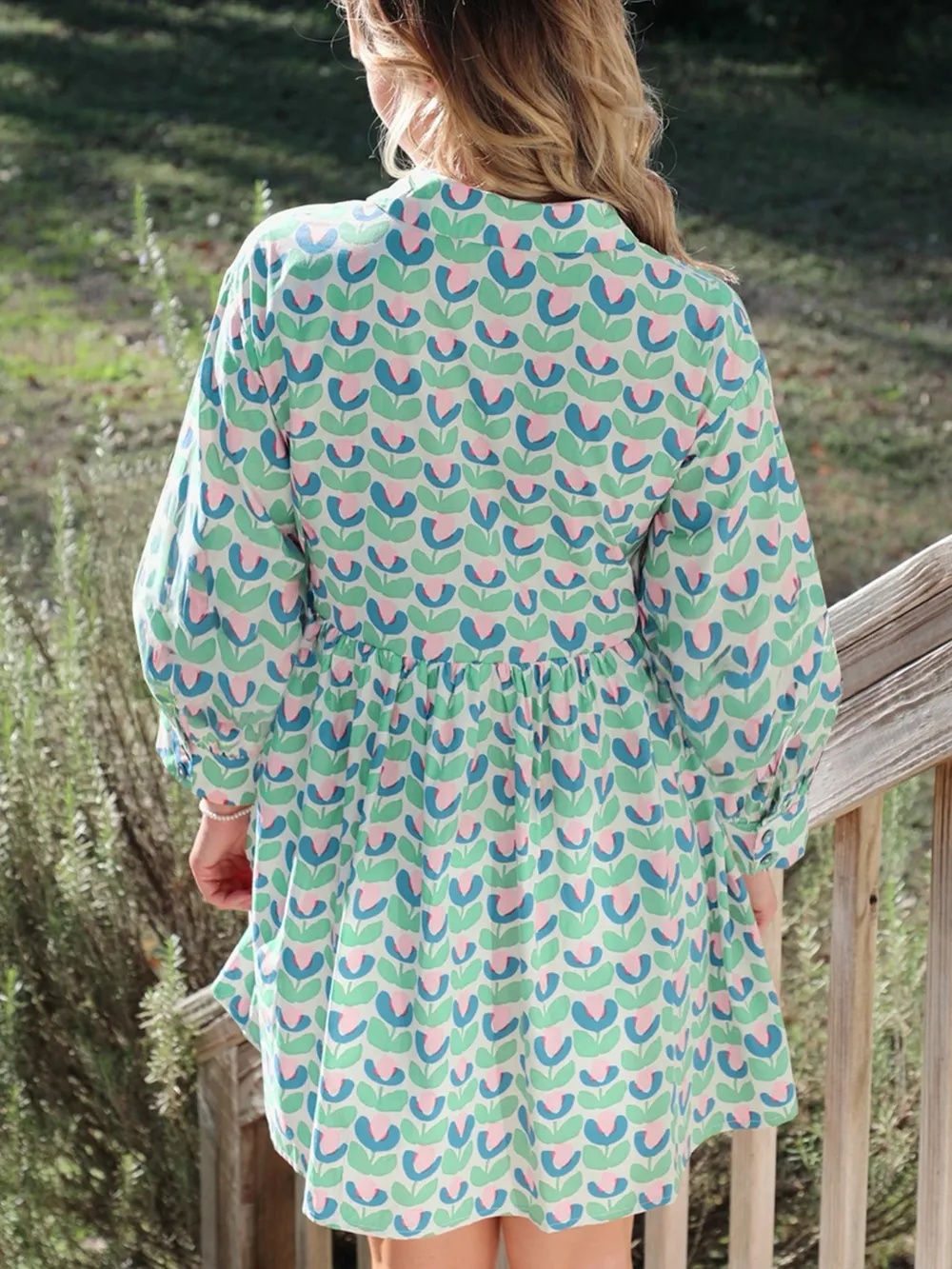 Printed Long Sleeve Shirt Dress, image 6