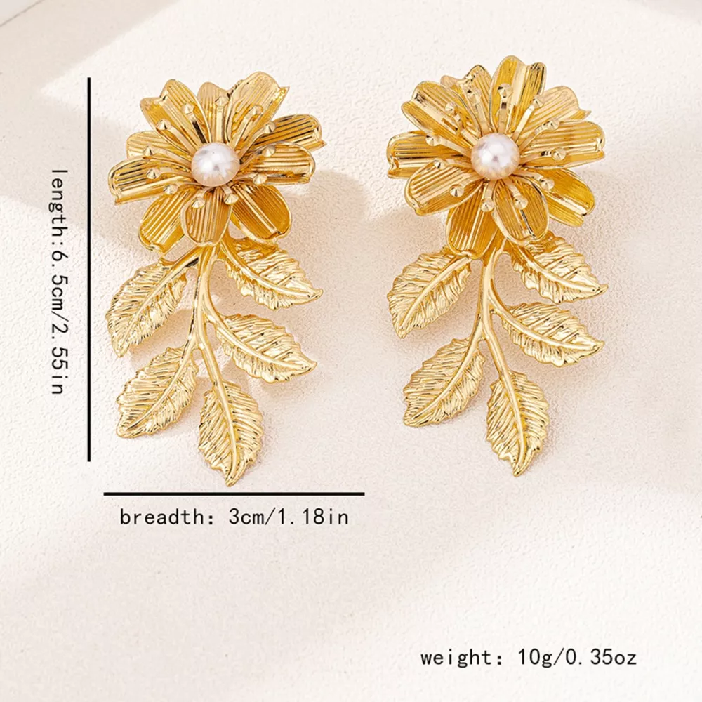 18K Gold-Plated Flower Earrings, image 5