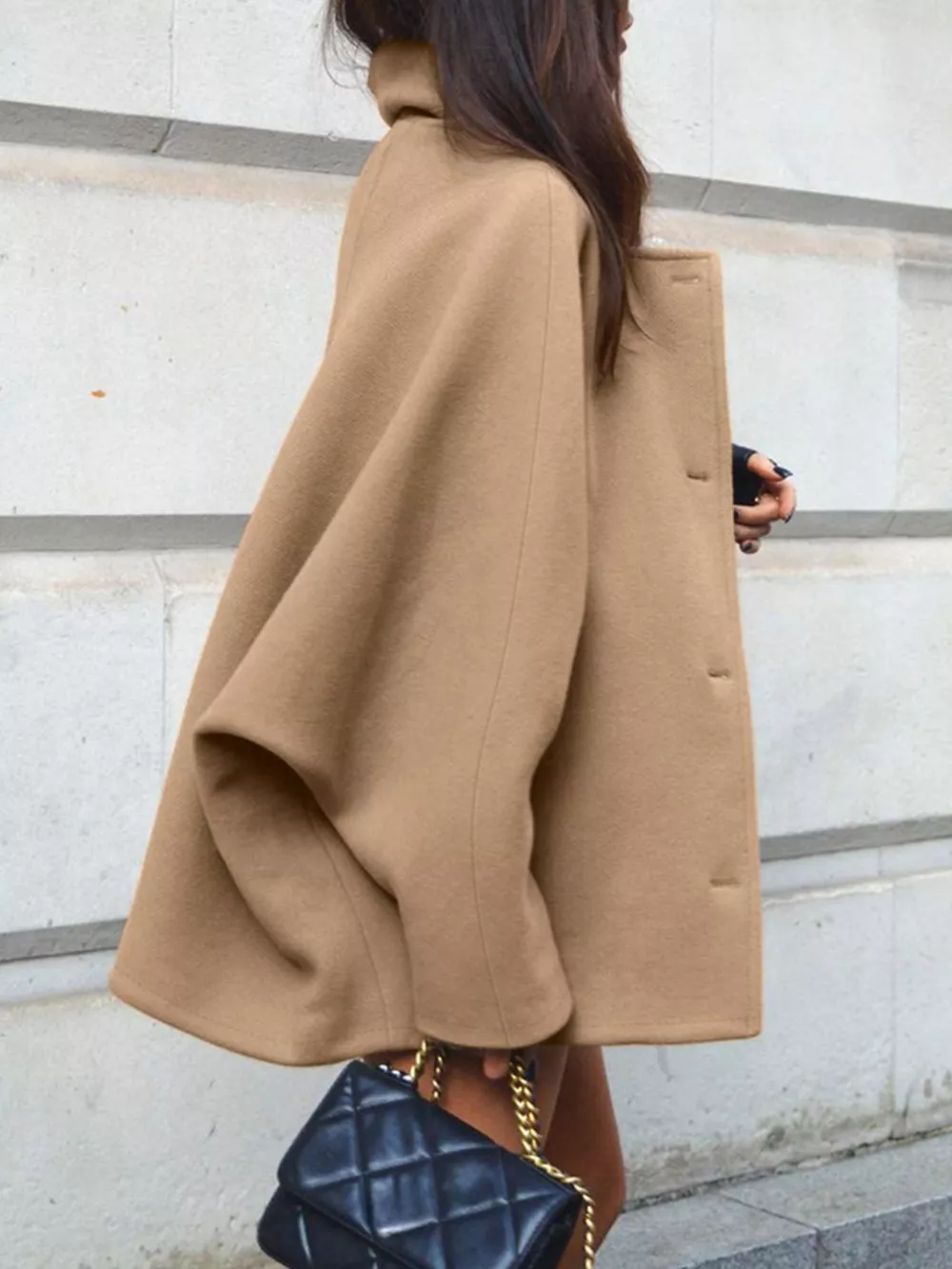 Oversized Lapel Collar Button-Down Coat, image 5
