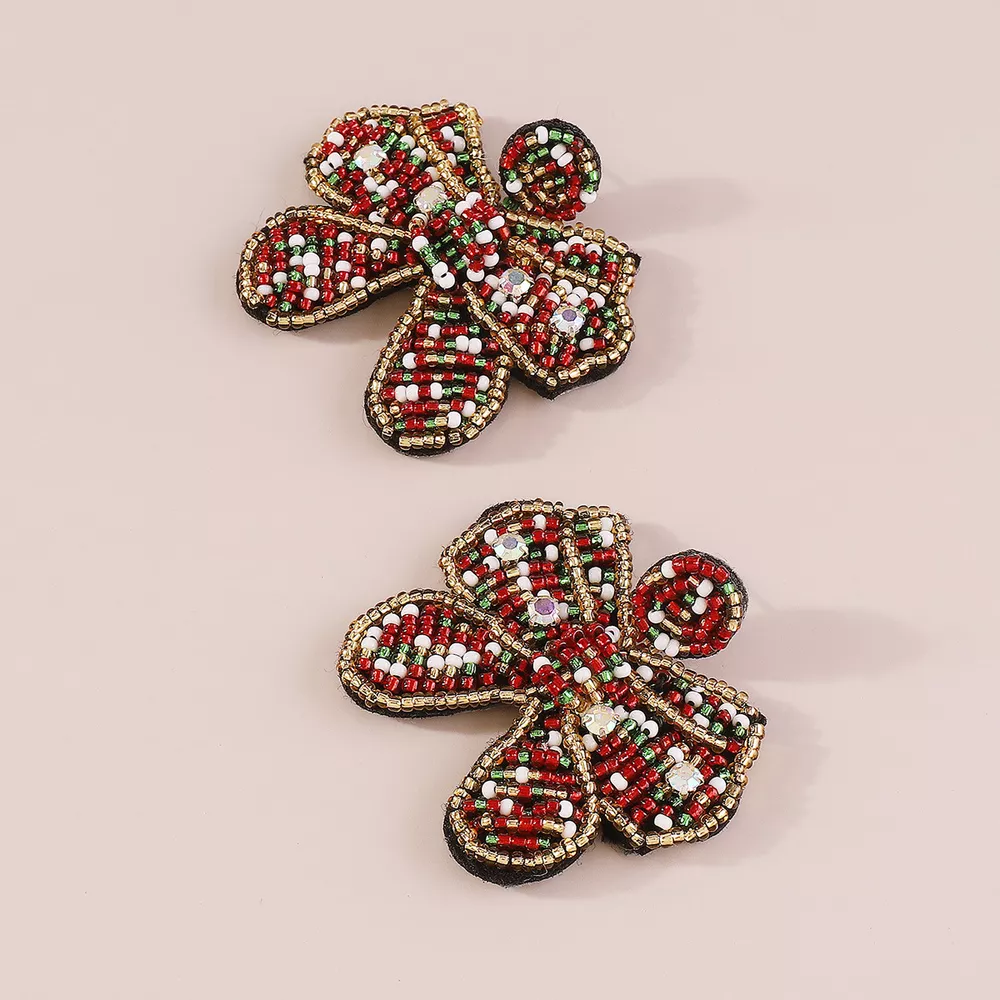 Beaded Bowknot Christmas Earrings, image 2