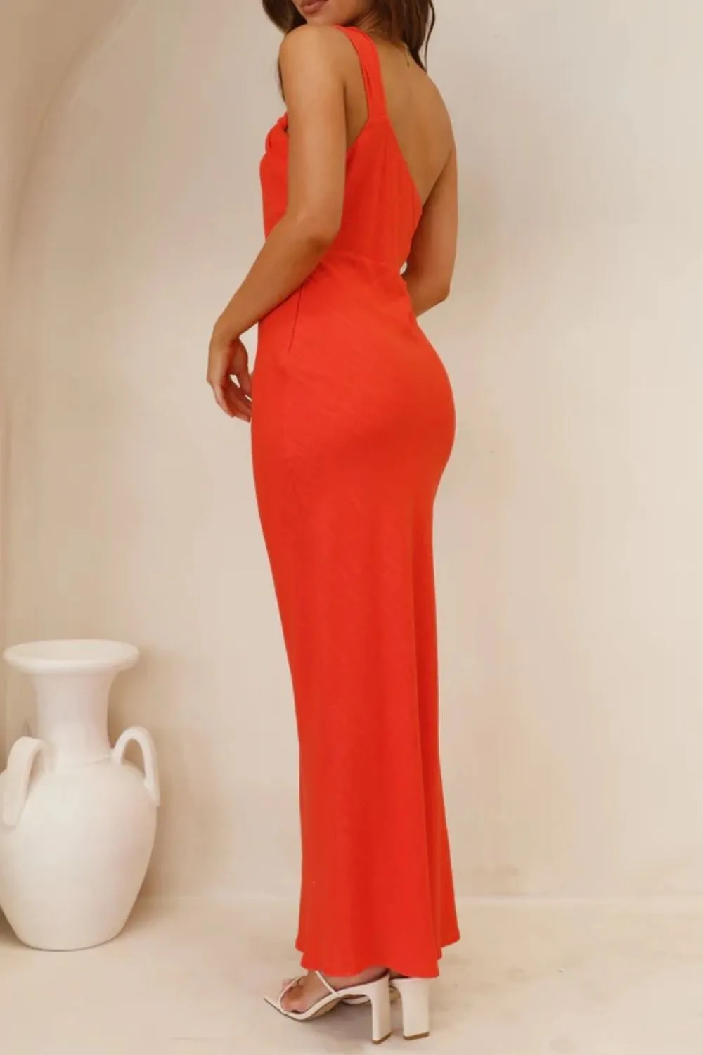 Ruched Single Shoulder Maxi Dress, image 3