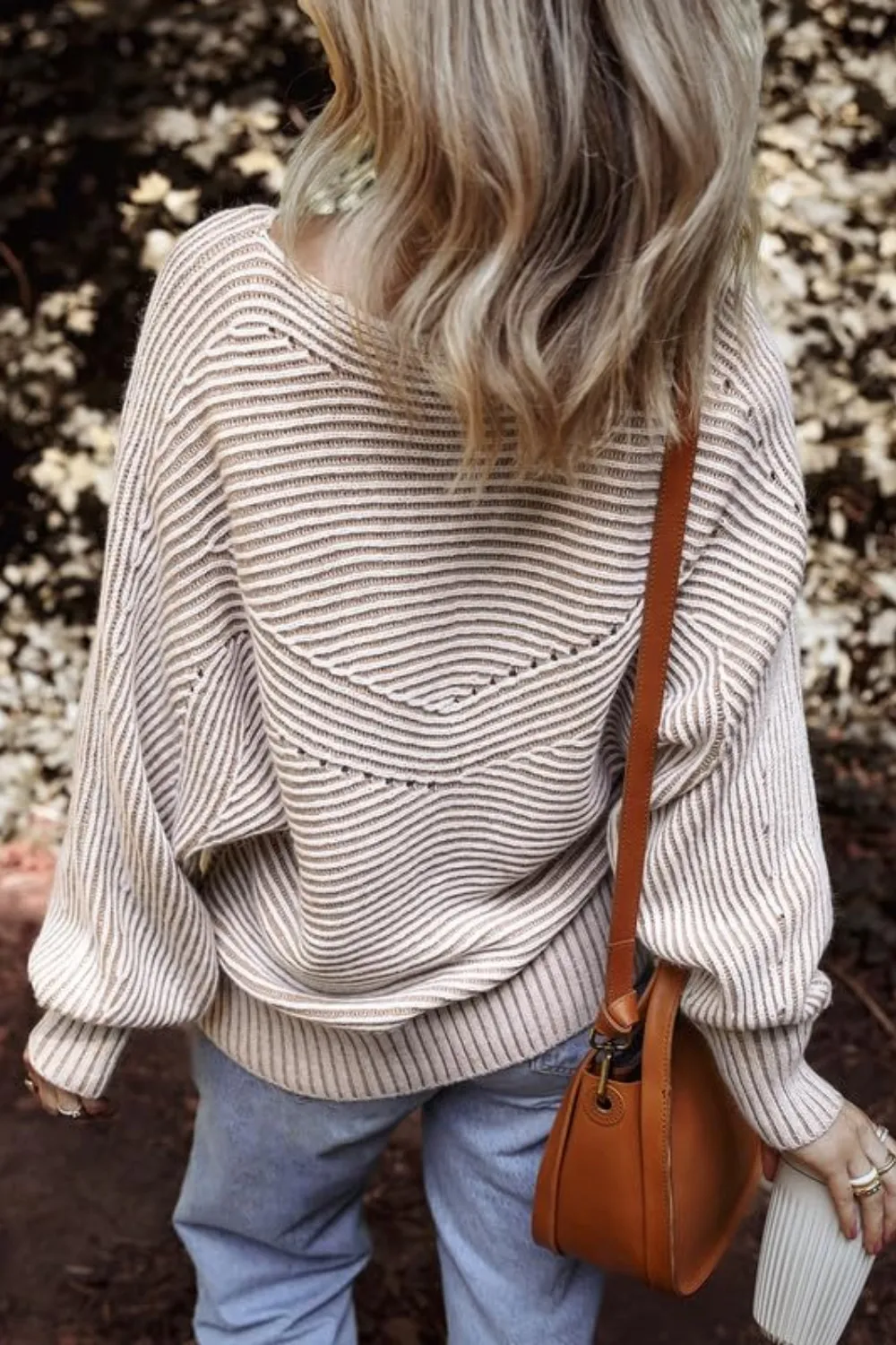 Textured Striped Round Neck Long Sleeve Top, image 5